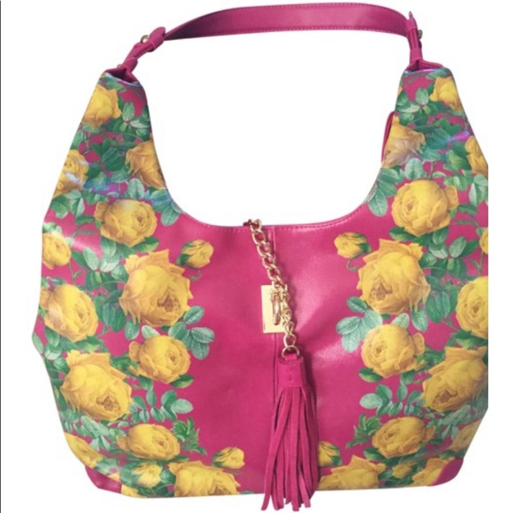 New SHARIF Quilted Pink Base Hand-painted Handbag